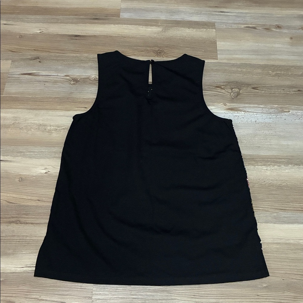 Anthropologie Meadow Rue Black Embroidered Floral Eyelet Sleeveless top Size XS - Picture 4 of 10